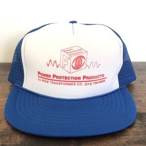 Vintage 80s 90s streetwear power electrical MGM advertisement trucker hat